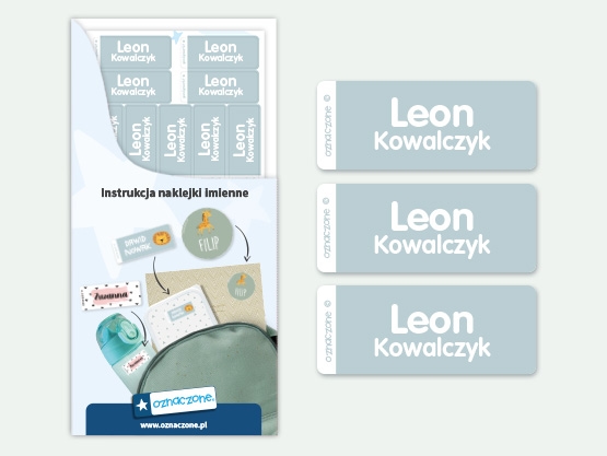 Zestaw jednokolorowych małych naklejek imiennych