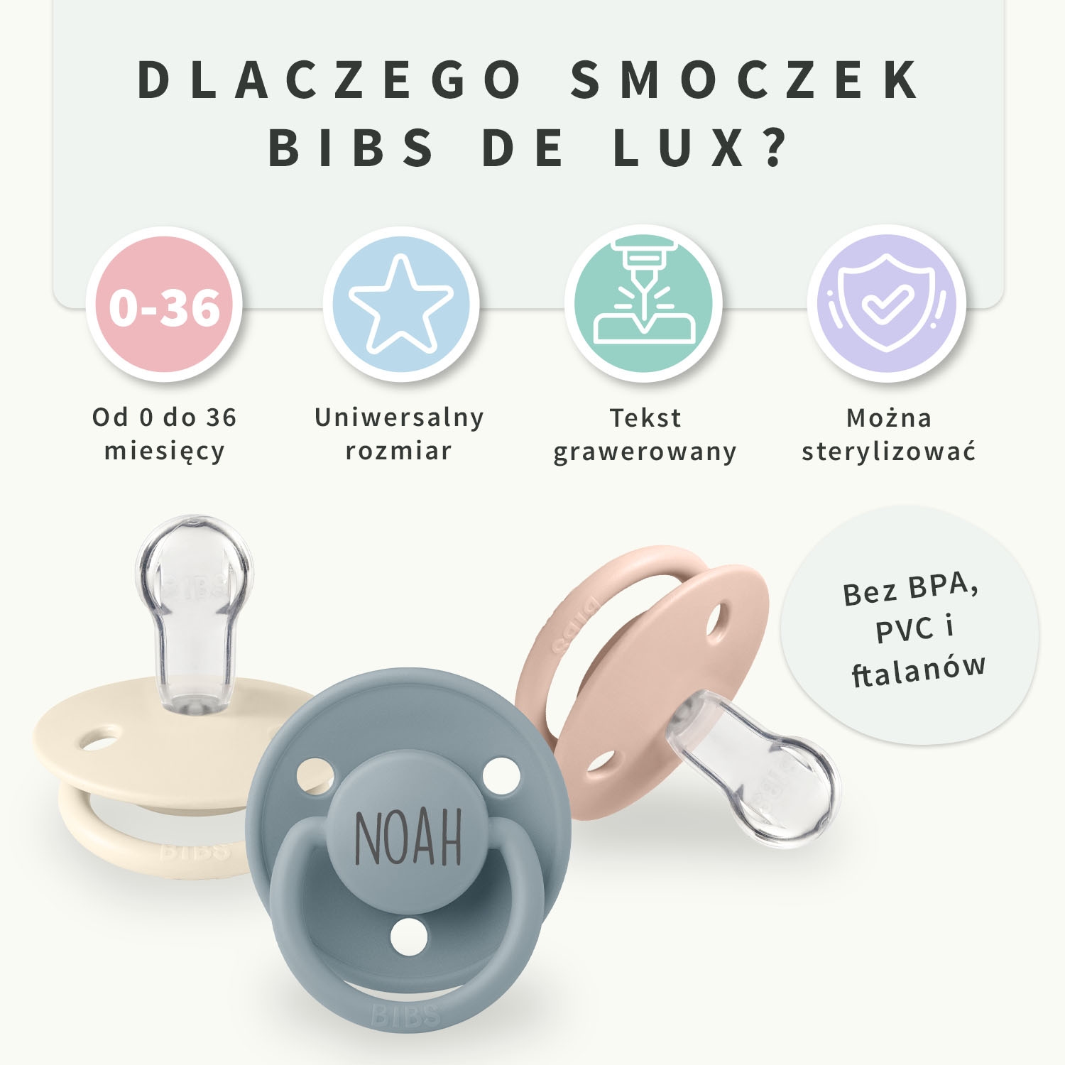 Silikonowy smoczek z imieniem BIBS