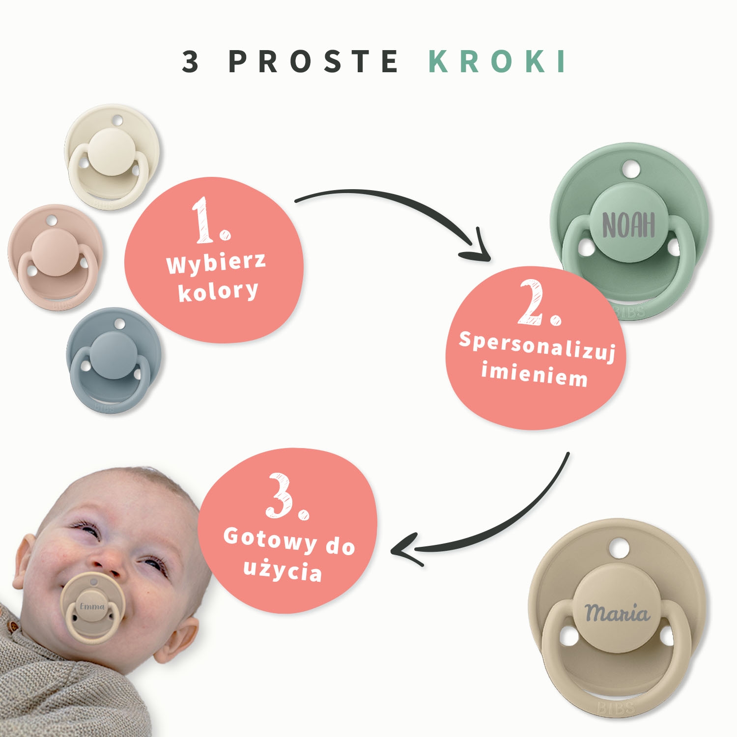 Silikonowy smoczek z imieniem BIBS