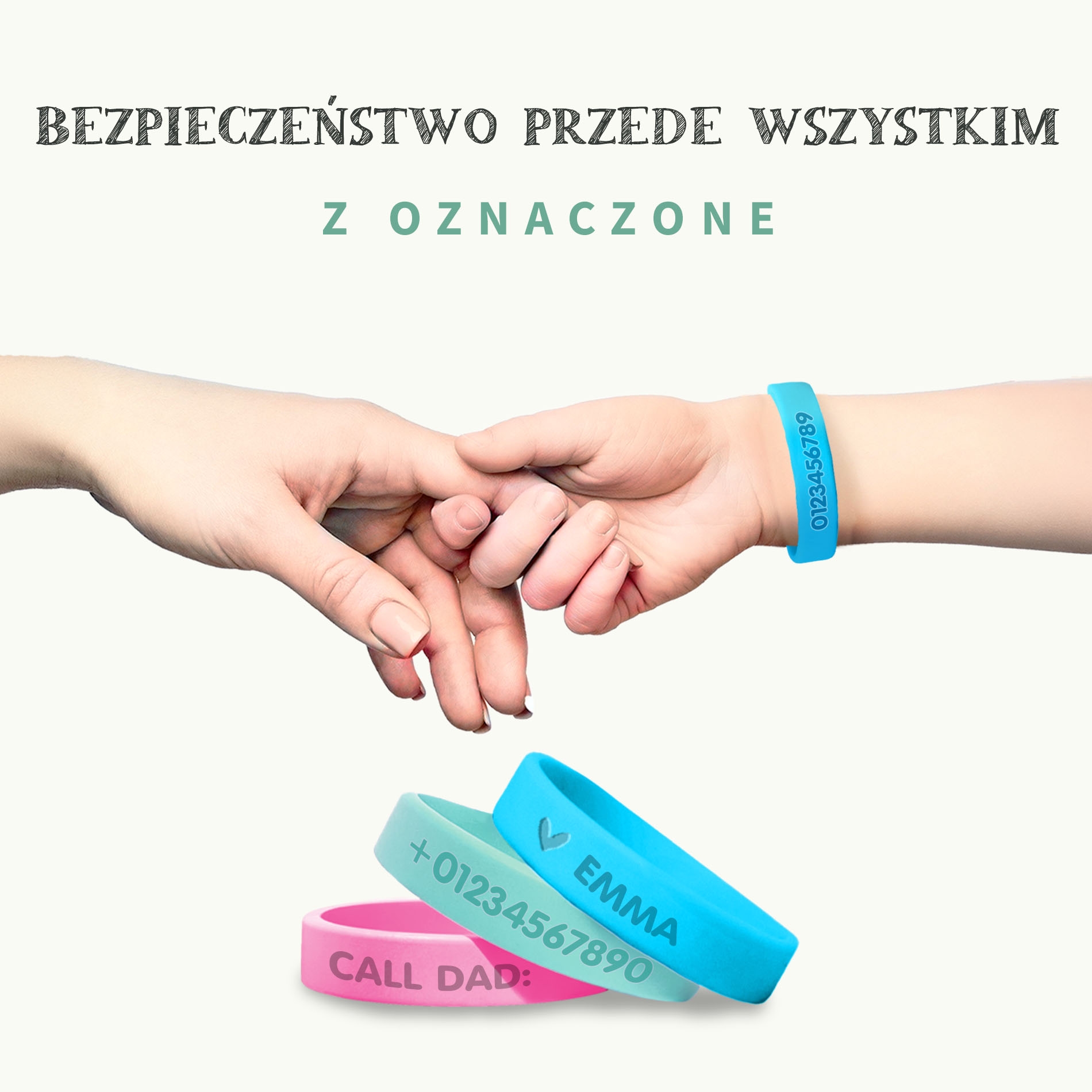 Bransoletka SOS z identyfikatorem - Glow in the dark