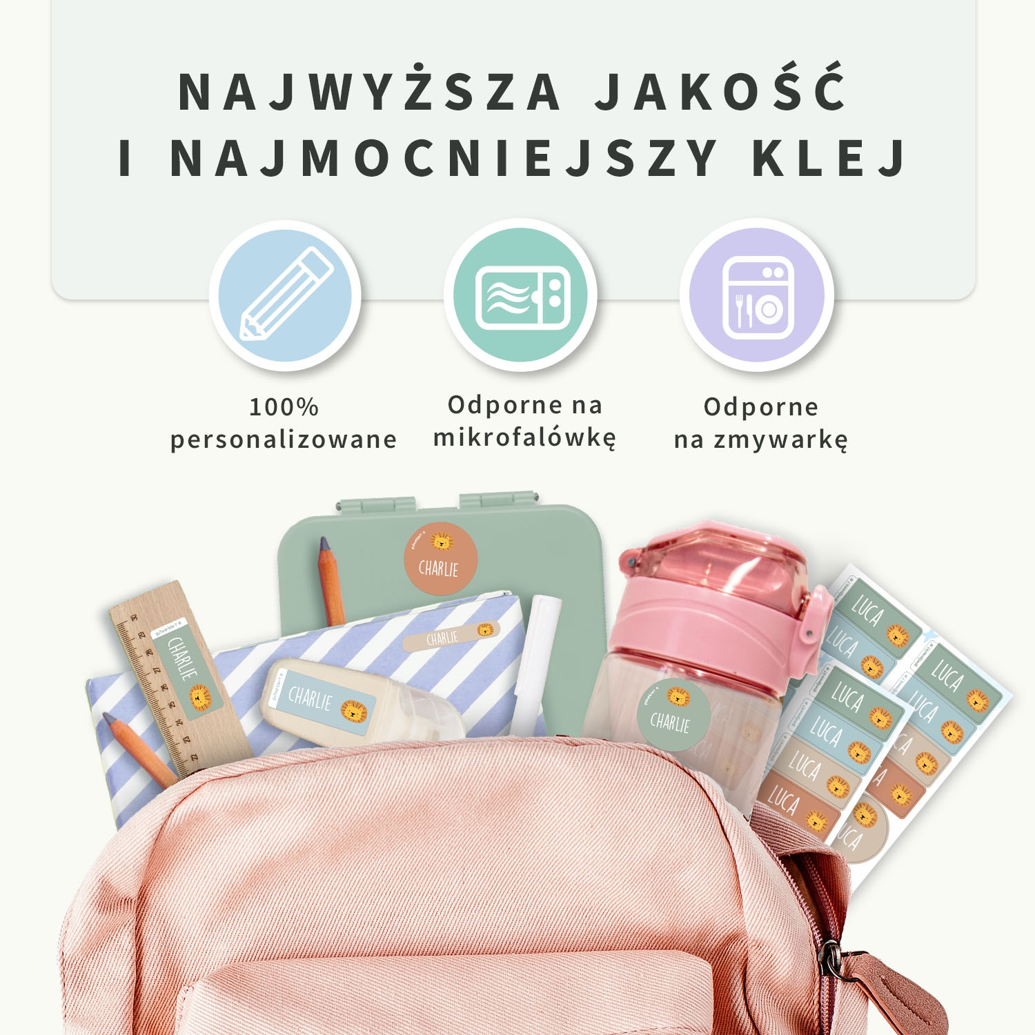 Zestaw naklejek imiennych