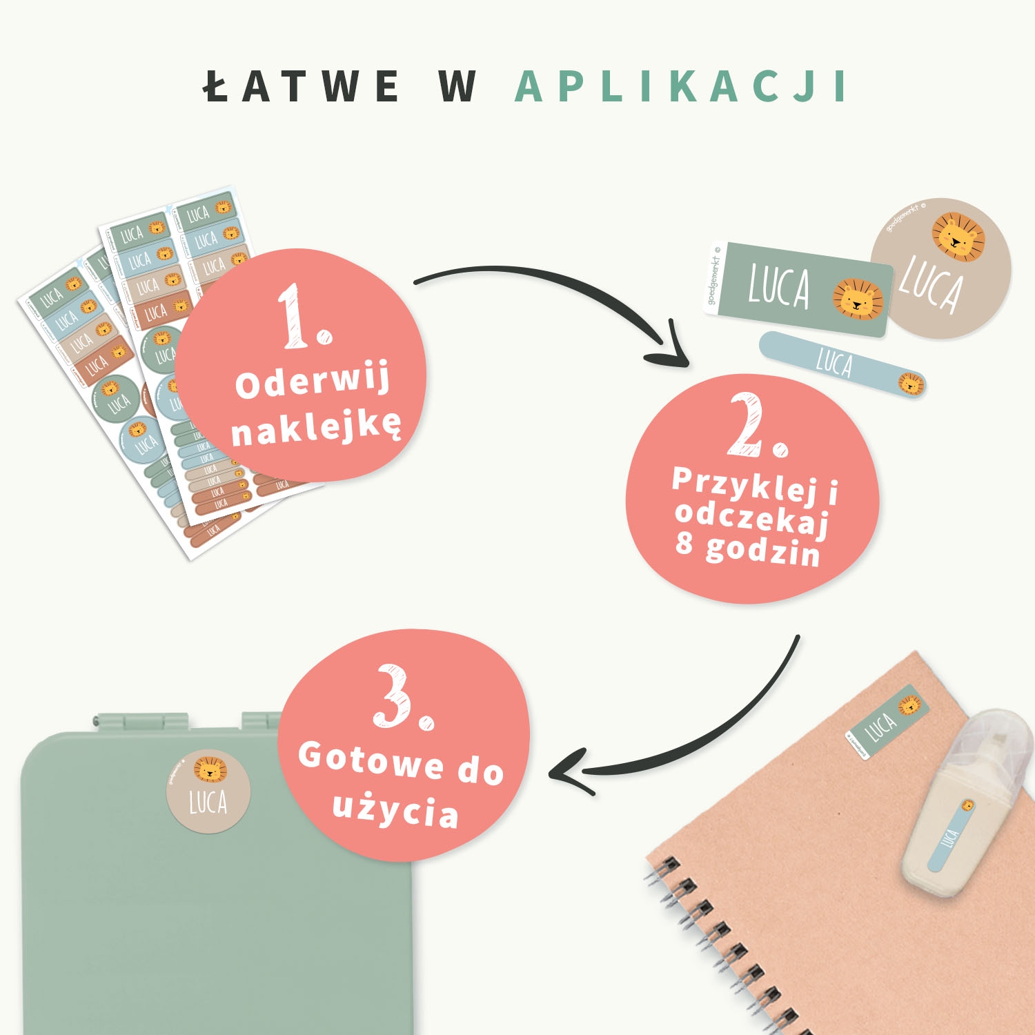 Zestaw naklejek imiennych