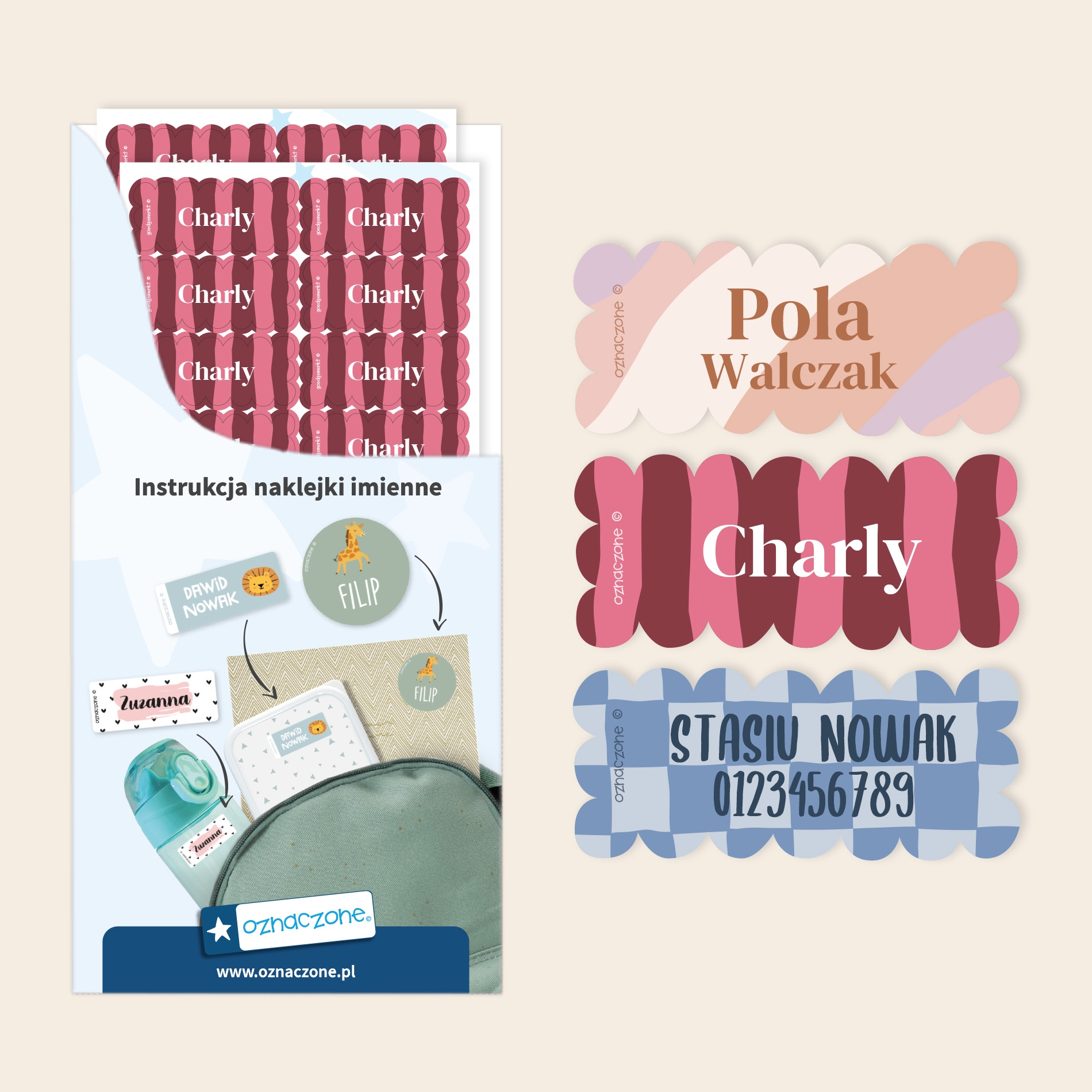Faliste naklejki imienne design 