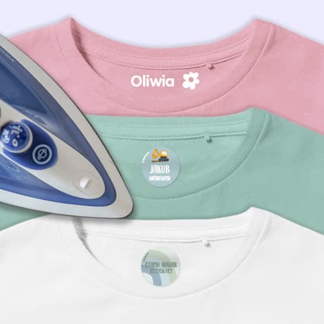 Asortyment etykiet do prasowania na ubrania