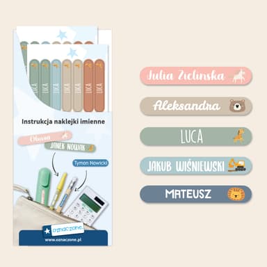 Tematyczne naklejki imienne mini