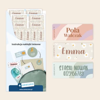 Małe naklejki imienne Design