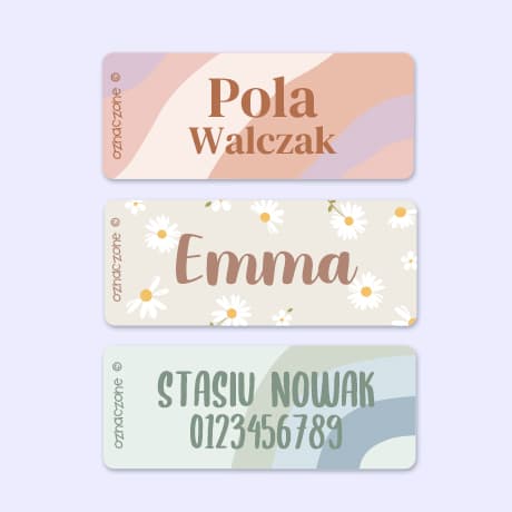 Małe naklejki imienne Design