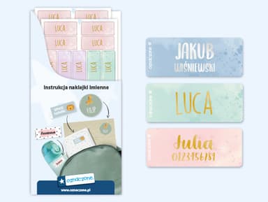 Małe naklejki w akwarelowym wzorze z złotym/srebrnym nadrukiem