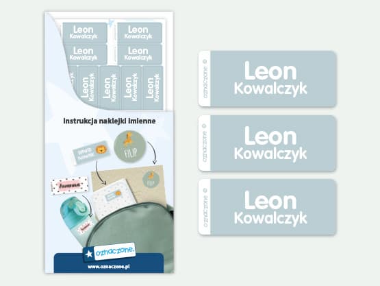 Zestaw jednokolorowych małych naklejek imiennych