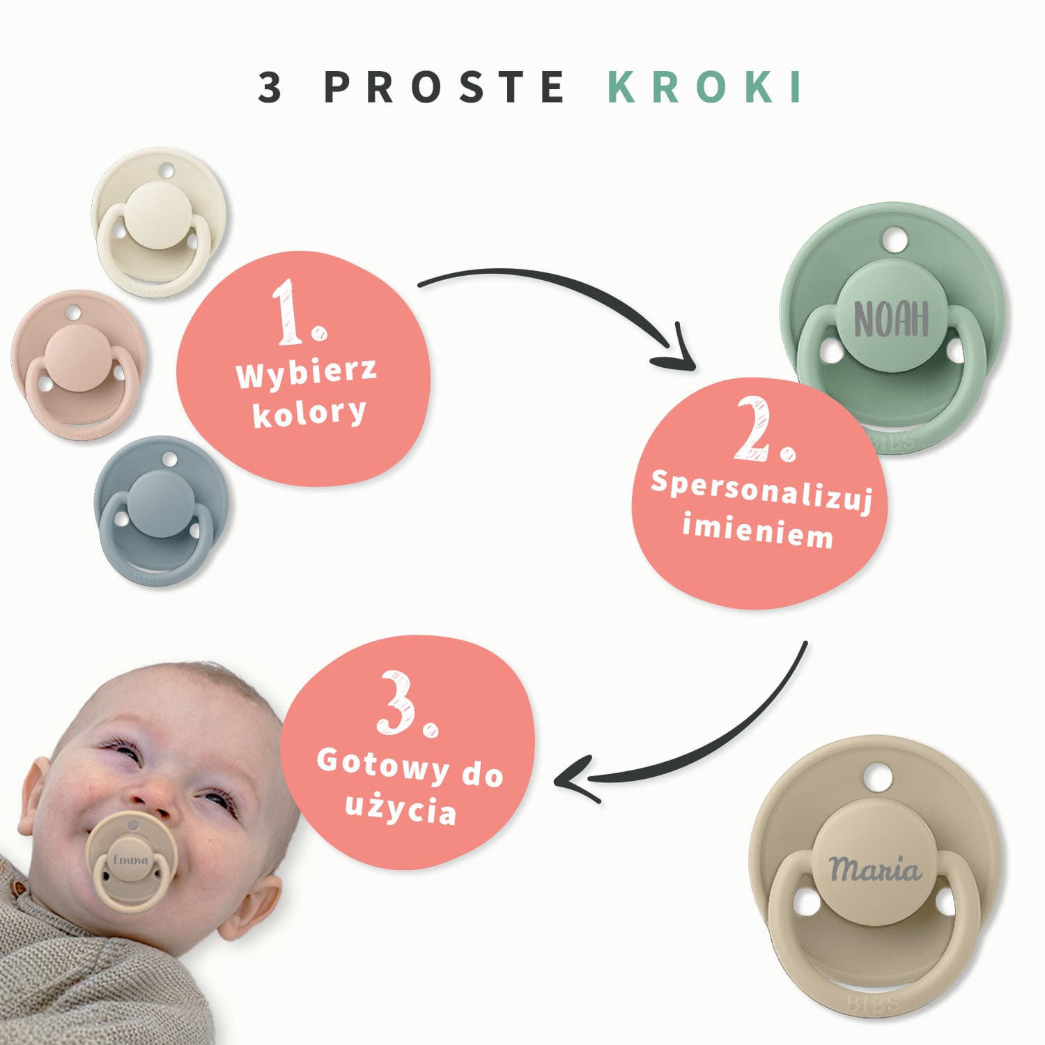 Silikonowy smoczek z imieniem BIBS