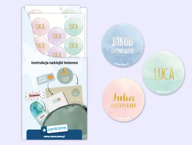 Okrągłe naklejki w akwarelowym wzorze z złotym/srebrnym nadrukiem