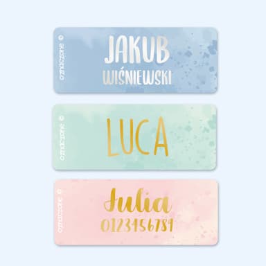 Małe naklejki w akwarelowym wzorze z złotym/srebrnym nadrukiem