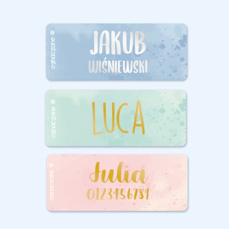 Małe naklejki w akwarelowym wzorze z złotym/srebrnym nadrukiem