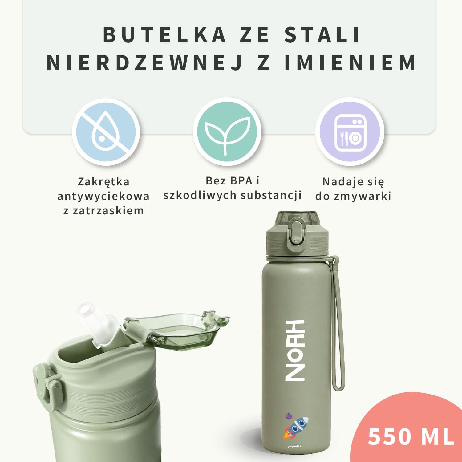Bidon ze stali nierdzewnej z imieniem