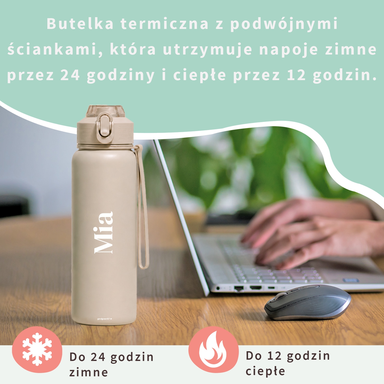Bidon ze stali nierdzewnej z imieniem
