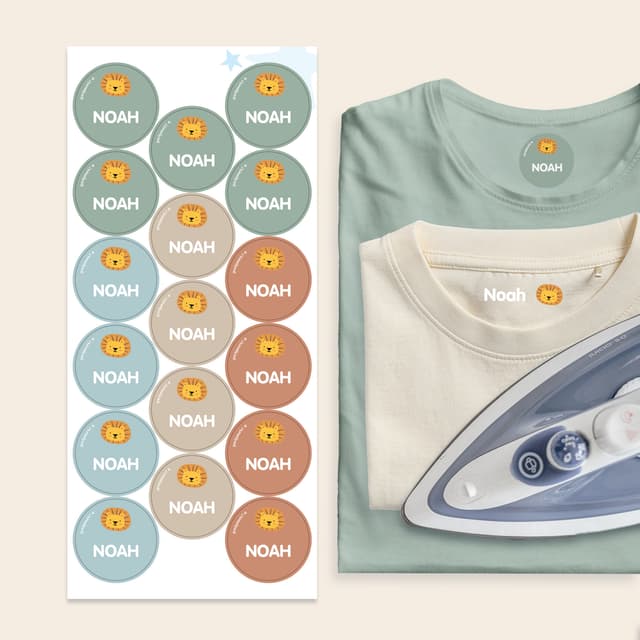 Asortyment etykiet do prasowania na ubrania