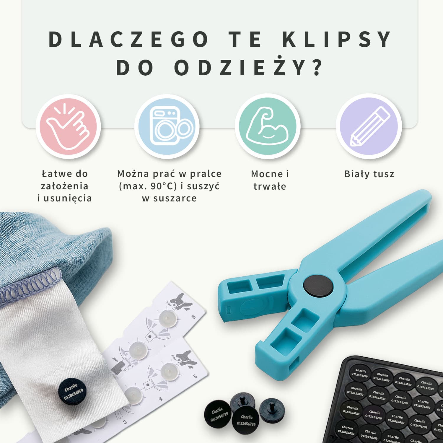 Zestaw klipsów odzieżowych