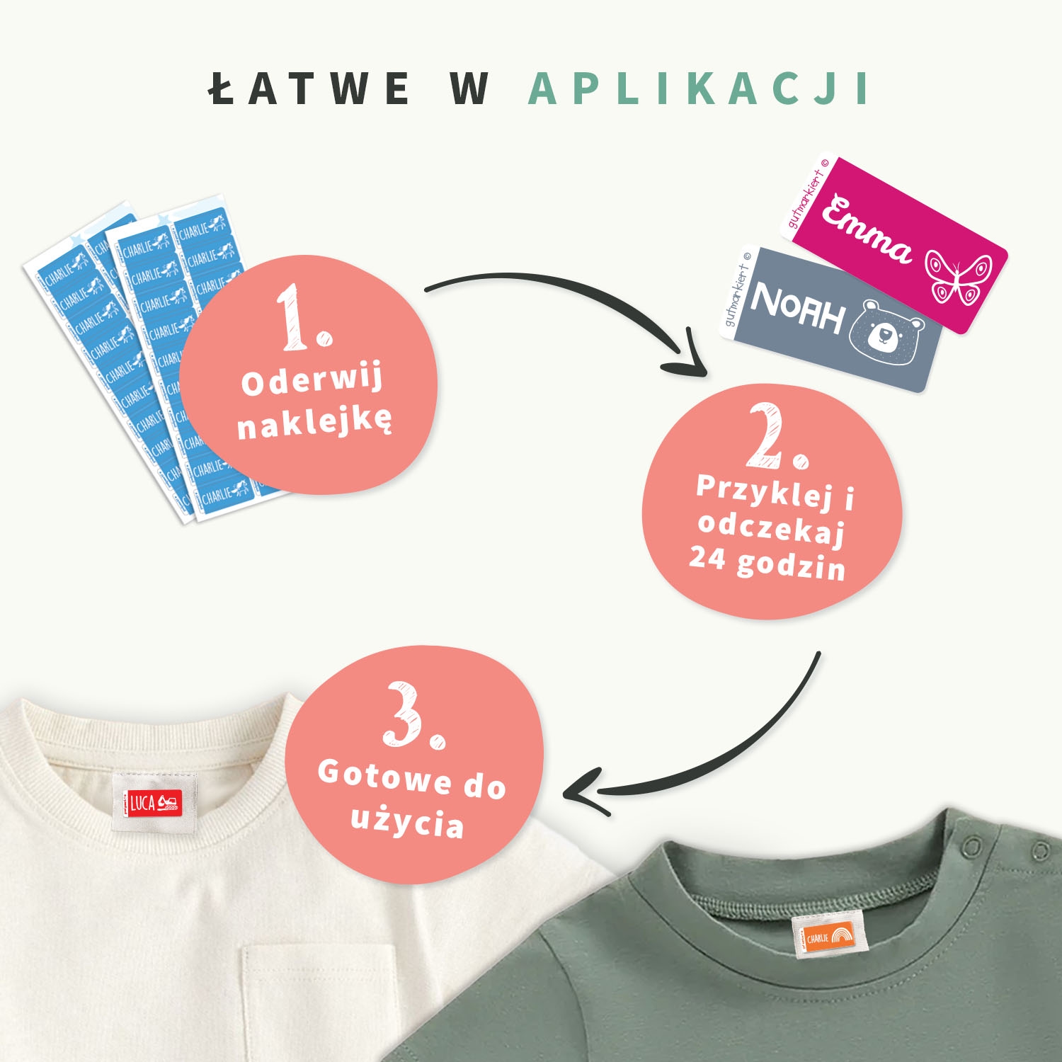 Naklejki na odzież - Jednokolorowy