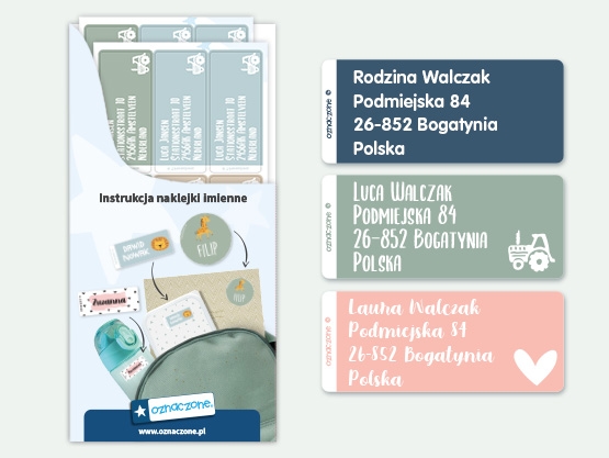 Duże naklejki imienne