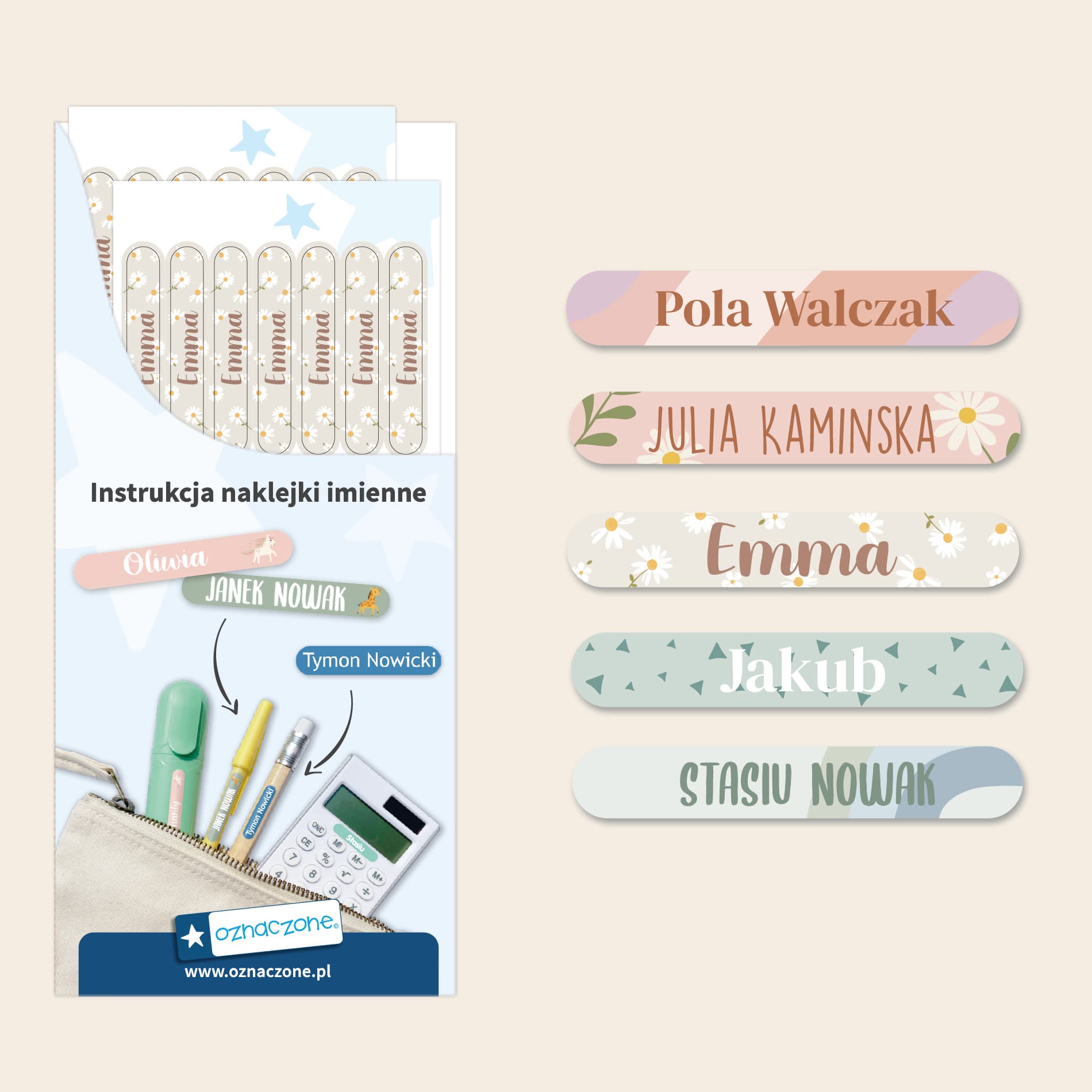 Mini naklejki imienne Design