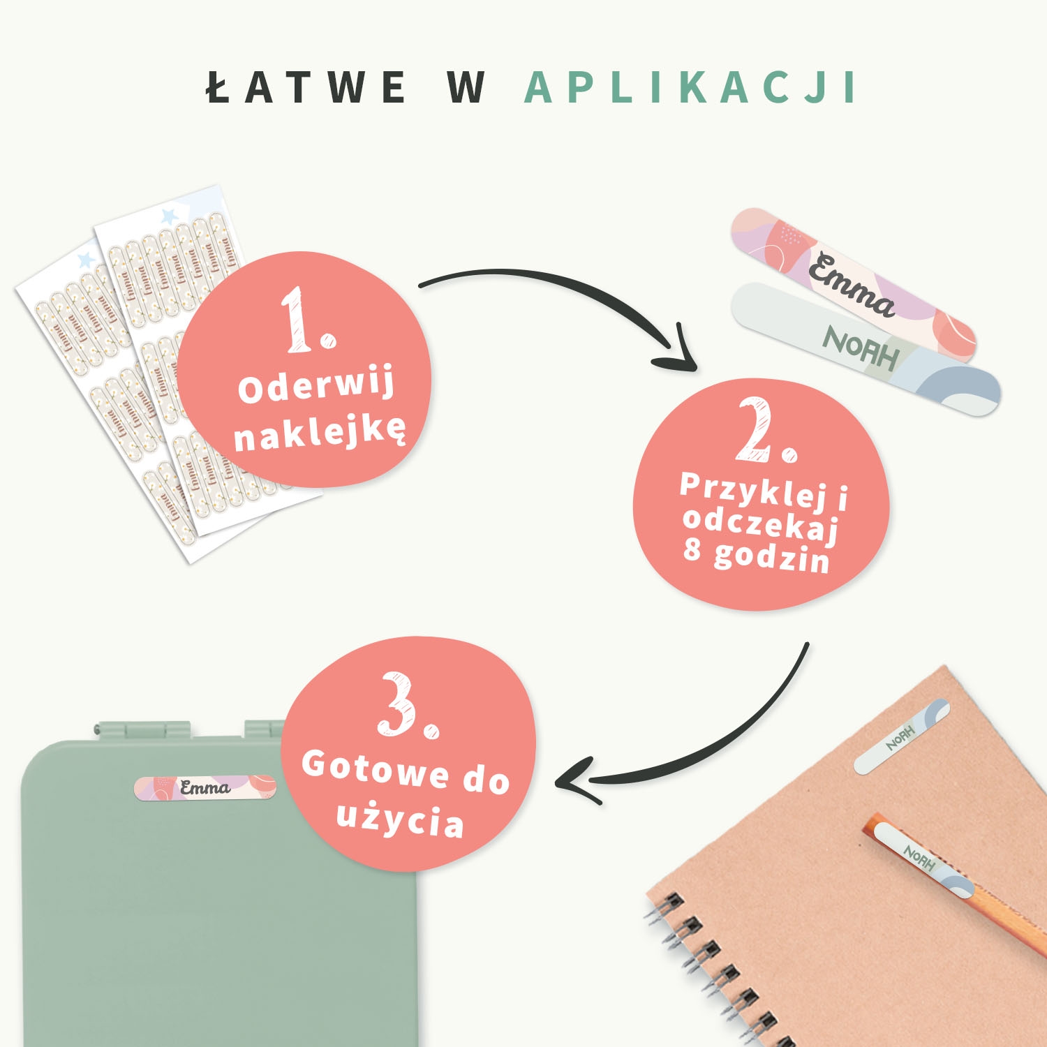 Mini naklejki imienne Design