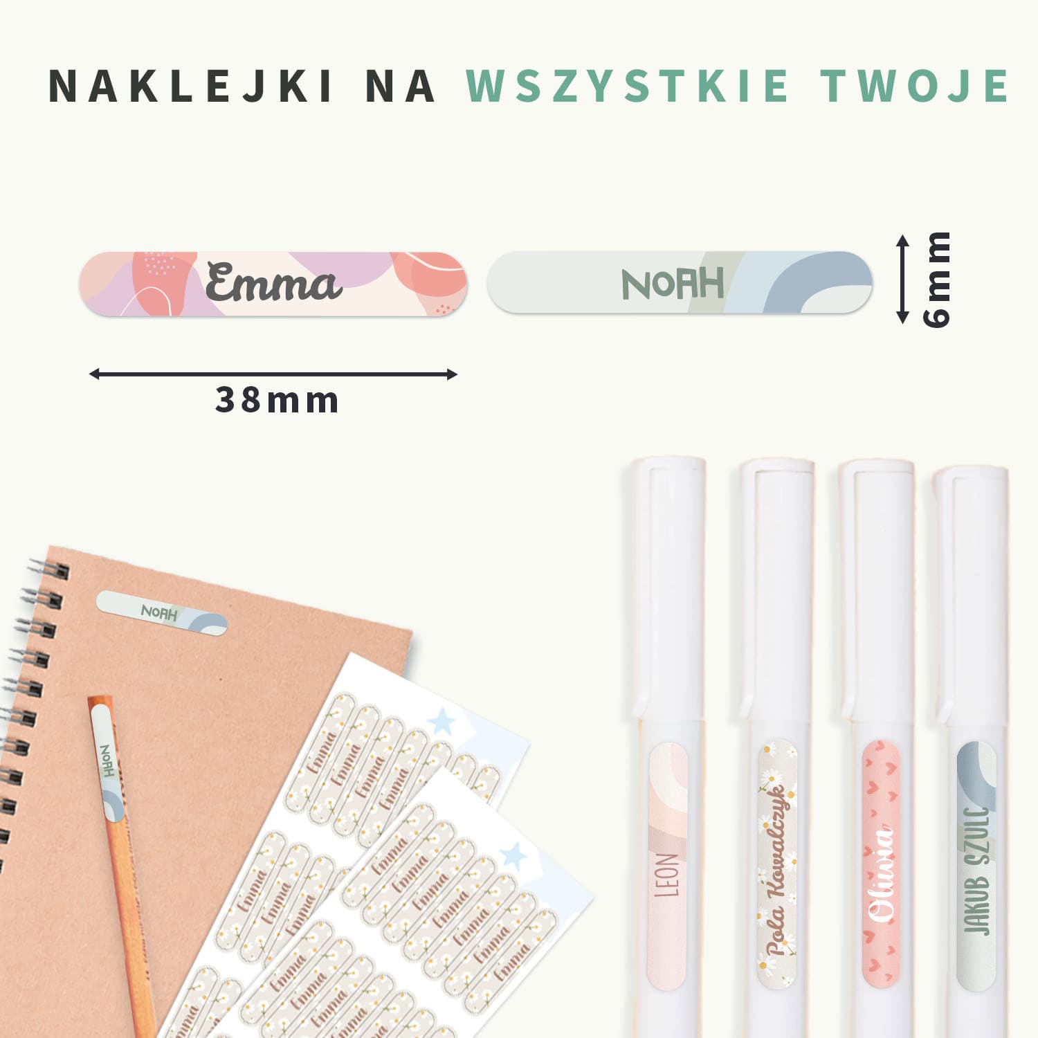 Mini naklejki imienne Design