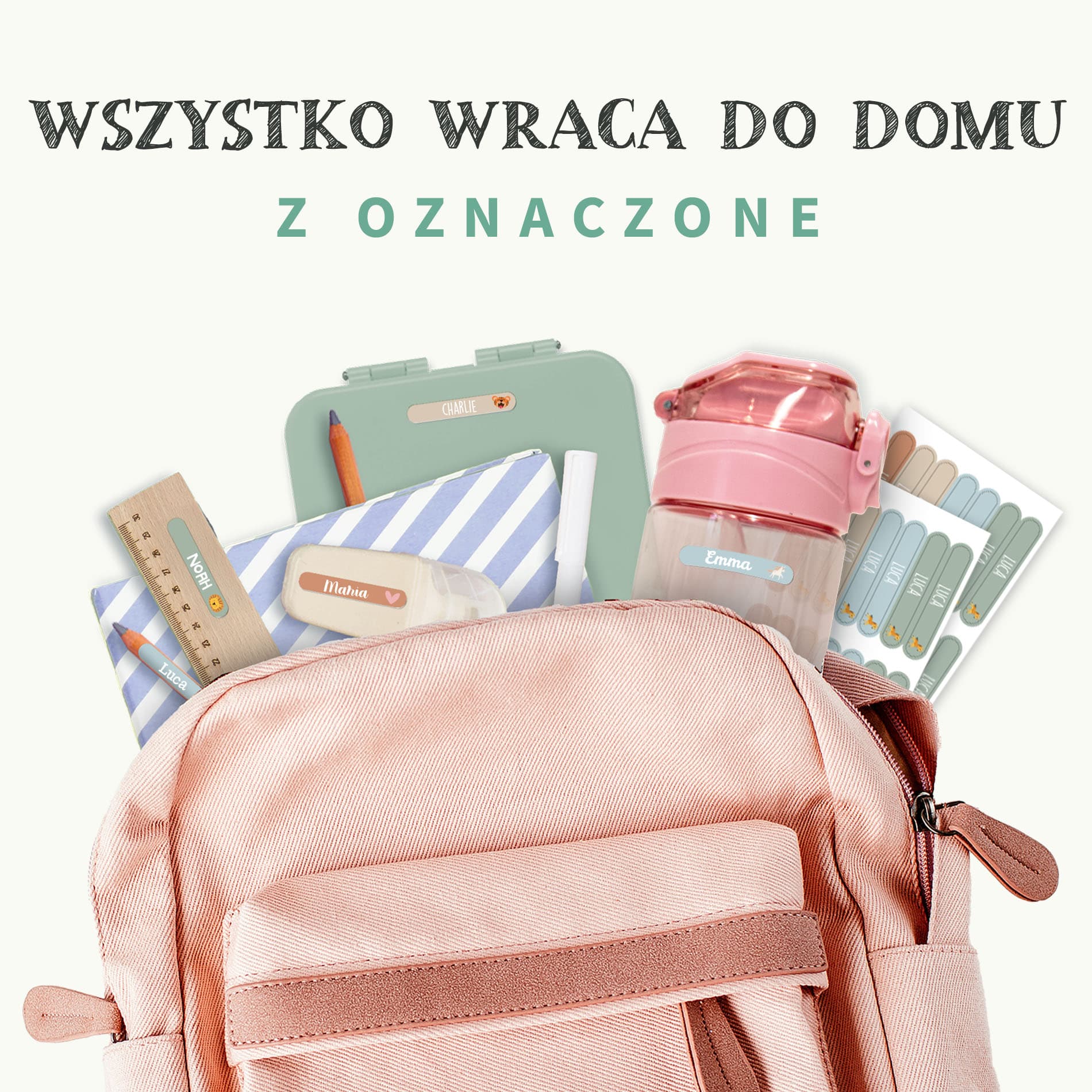 Tematyczne naklejki imienne mini