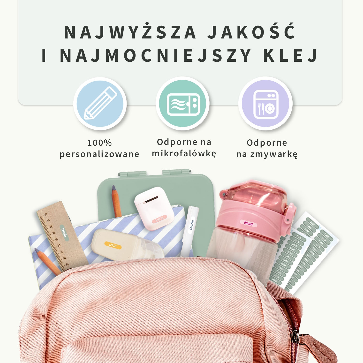Mini naklejki imienne XS