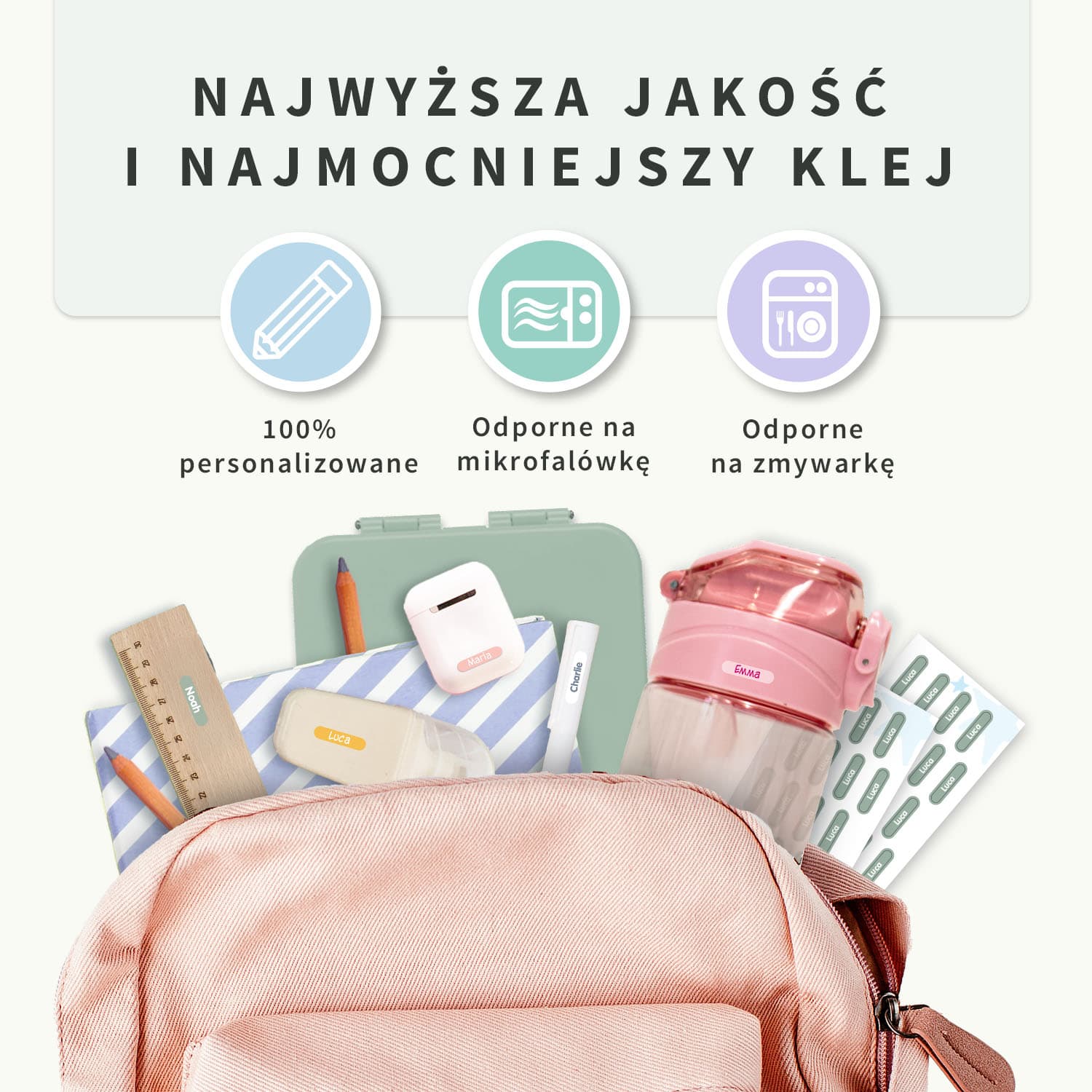 Mini naklejki imienne XS
