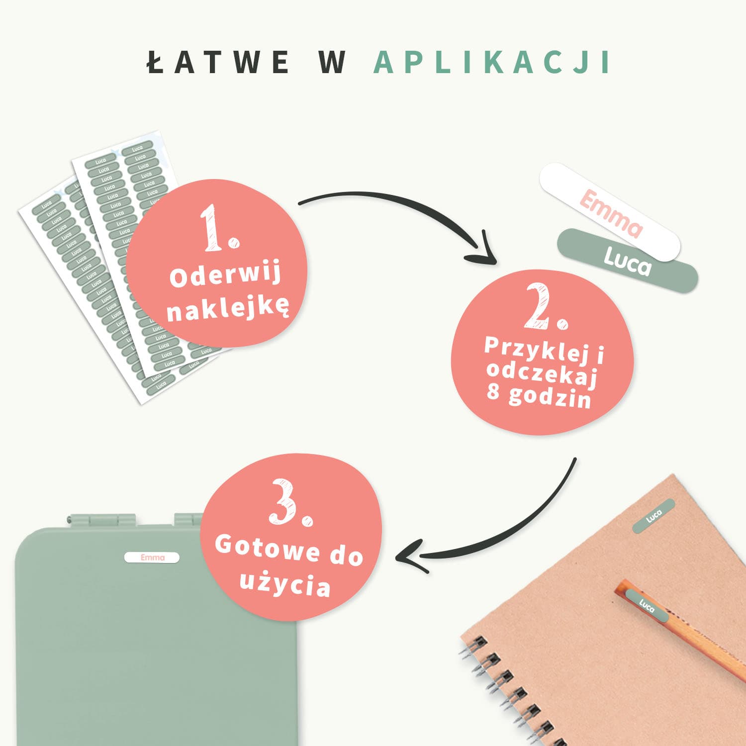 Mini naklejki imienne XS