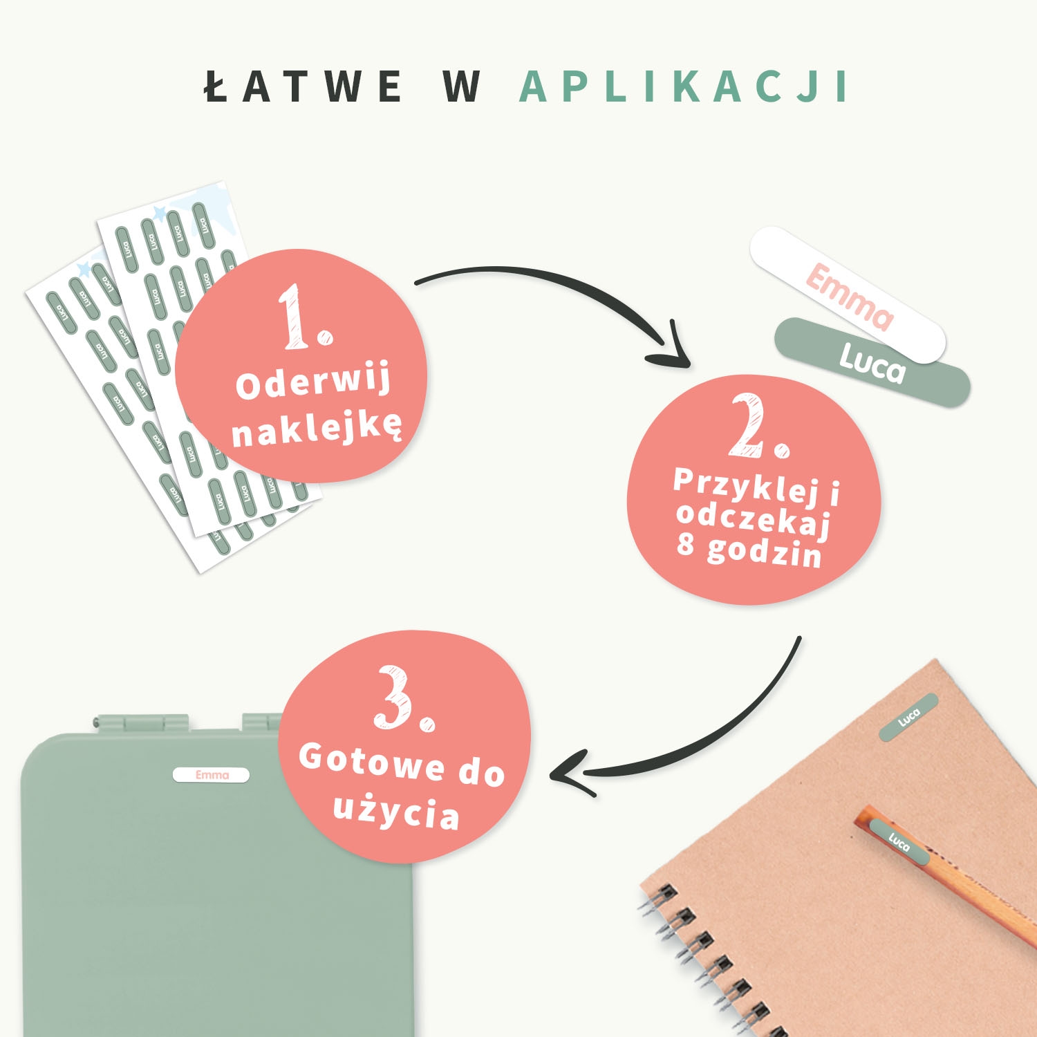 Mini naklejki imienne XS