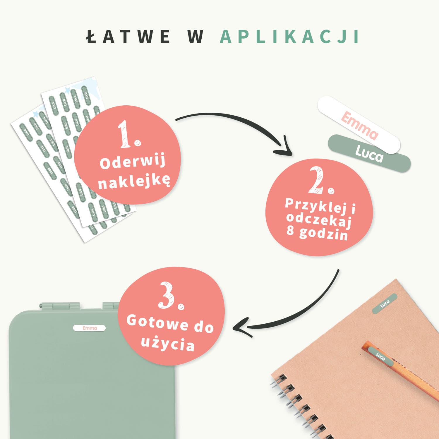 Mini naklejki imienne XS