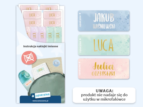 Małe naklejki w akwarelowym wzorze z złotym/srebrnym nadrukiem