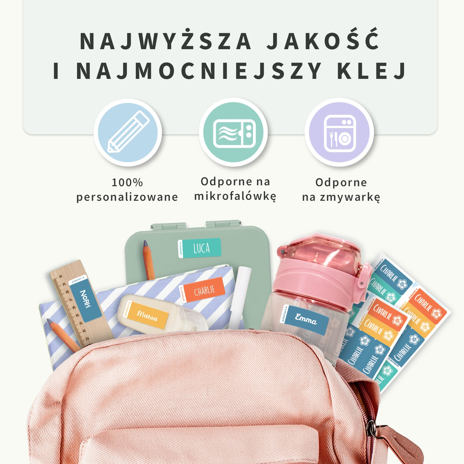 Małe naklejki imienne