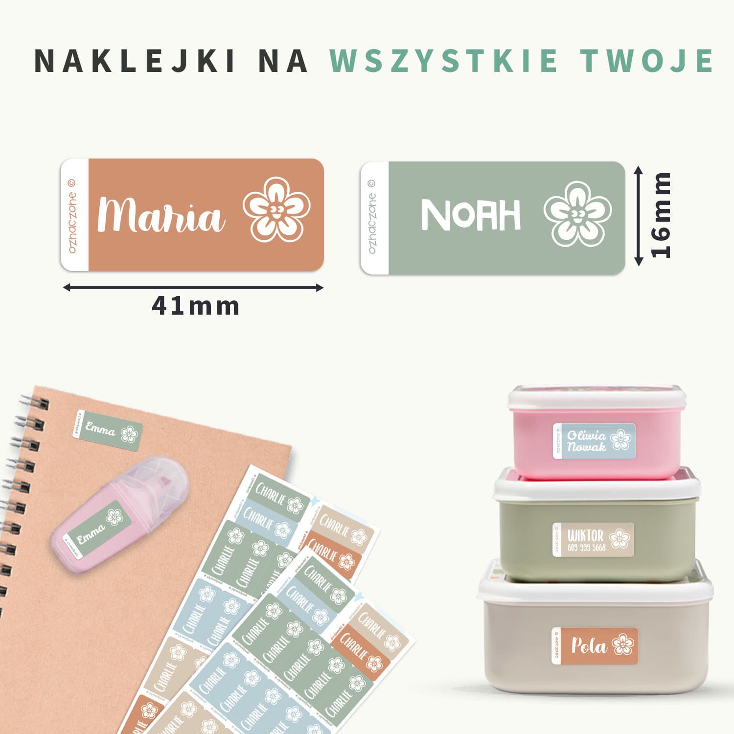 Małe naklejki imienne