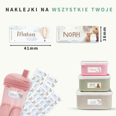 Akwarelowe małe naklejki imienne