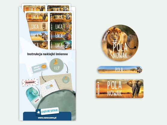 Zestaw naklejek imiennych-świat