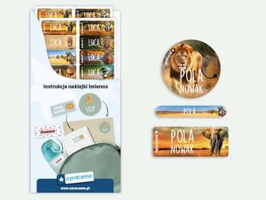 Zestaw naklejek imiennych-świat