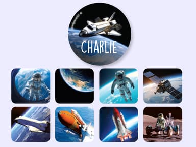 Okrągłe naklejki imienne świat