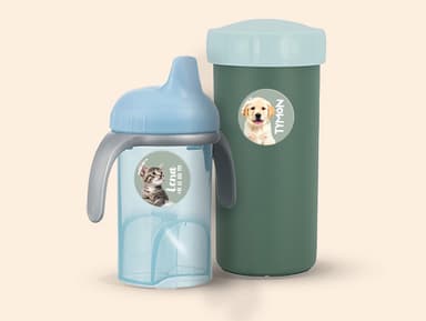 Okrągłe naklejki imienne świat