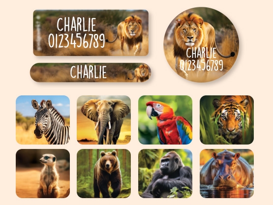 Zestaw naklejek imiennych-świat