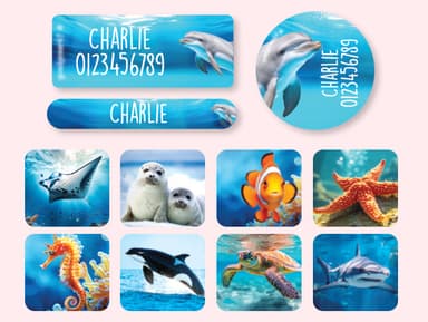 Zestaw naklejek imiennych-świat