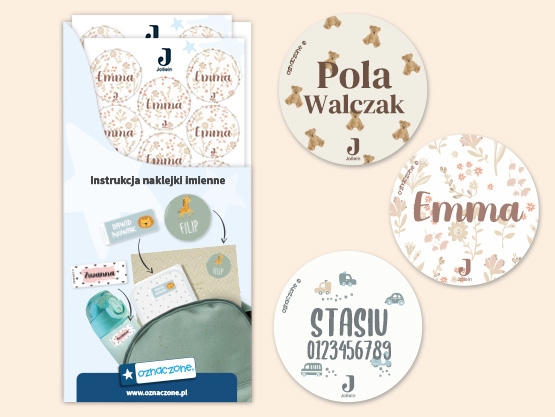 Okrągłe naklejki imienne Jollein