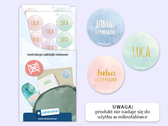 Okrągłe naklejki w akwarelowym wzorze z złotym/srebrnym nadrukiem