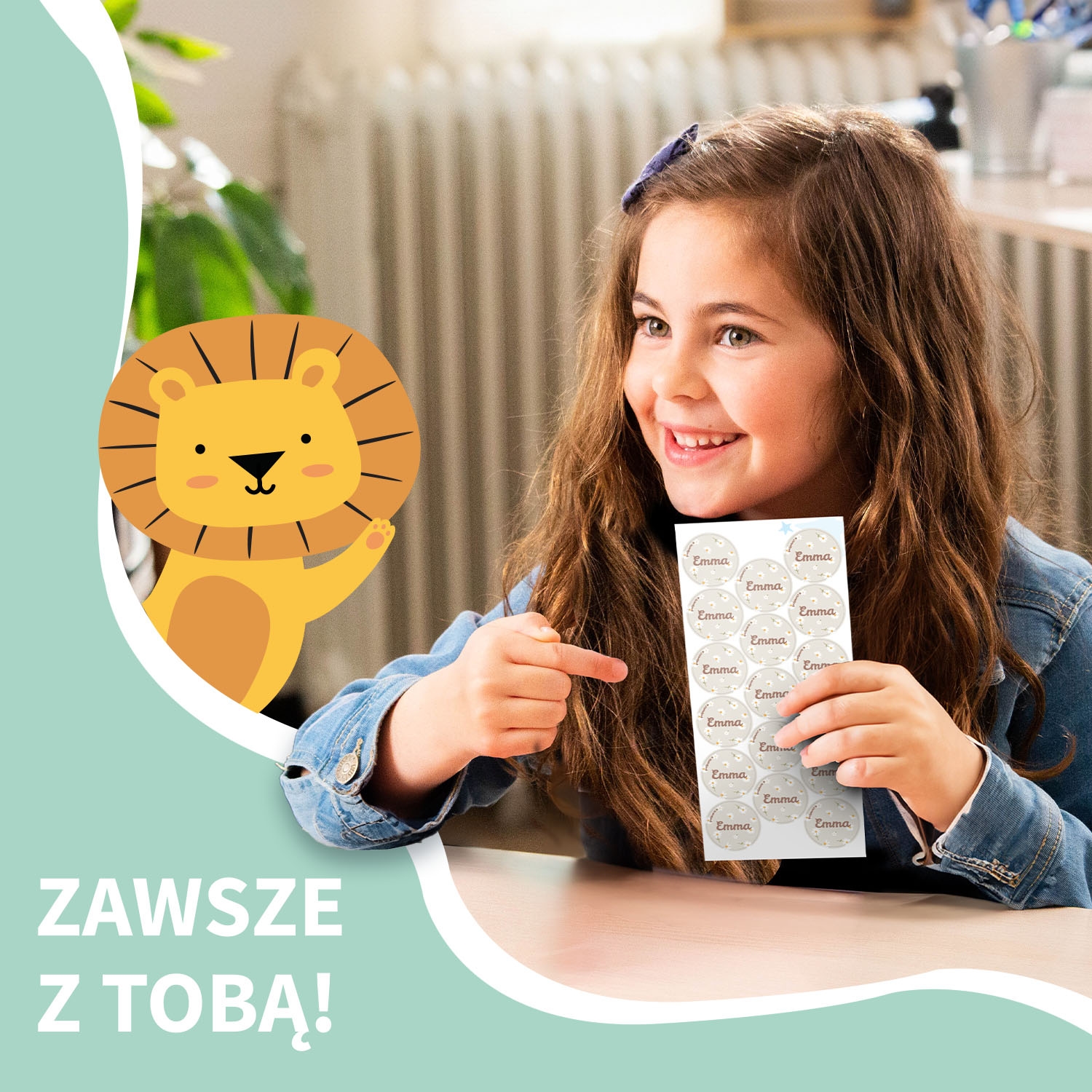 Okrągłe naklejki imienne design