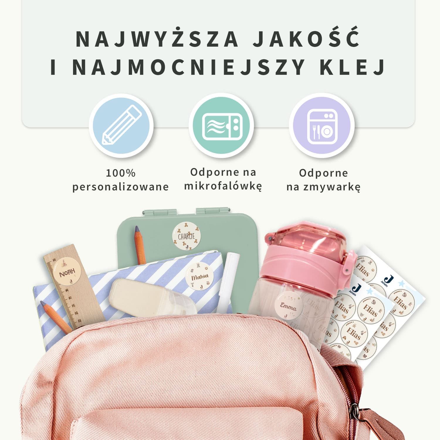 Okrągłe naklejki imienne Jollein