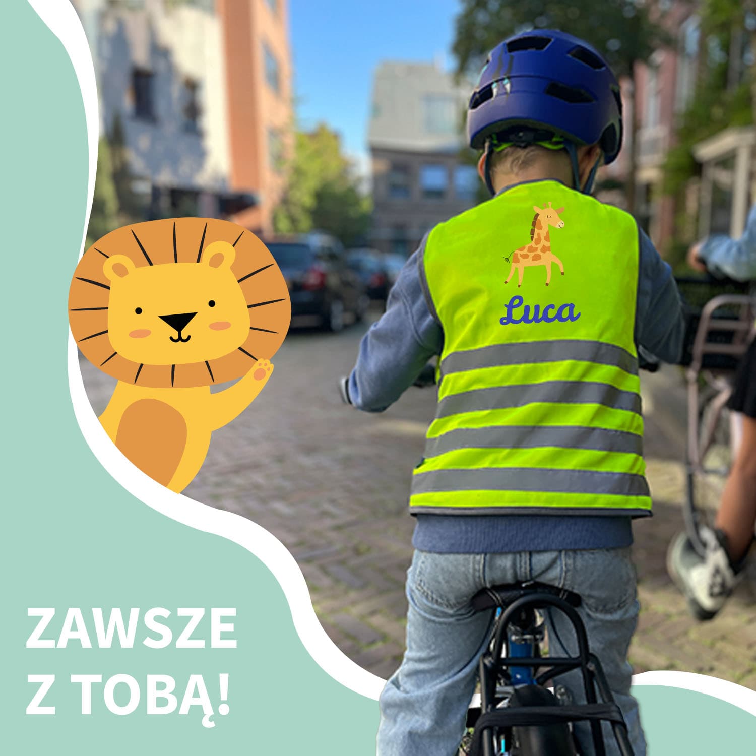 Odblaskowa kamizelka dla dziecka z imieniem- tematyczna