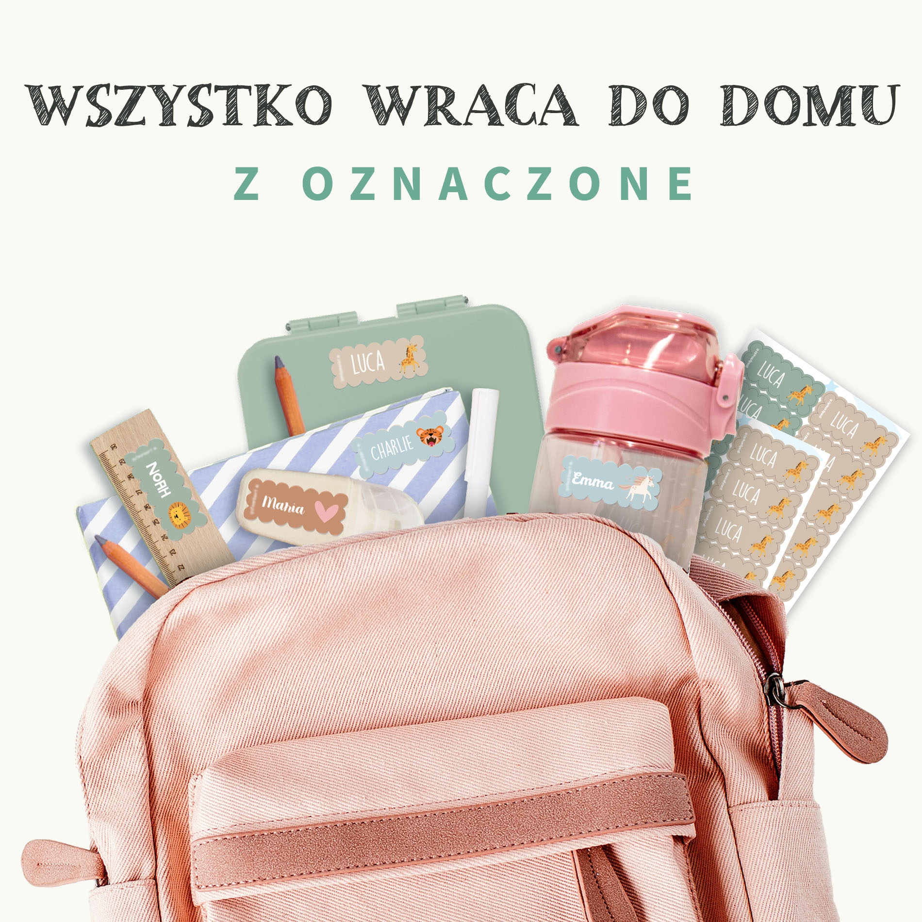 Faliste tematyczne naklejki imienne