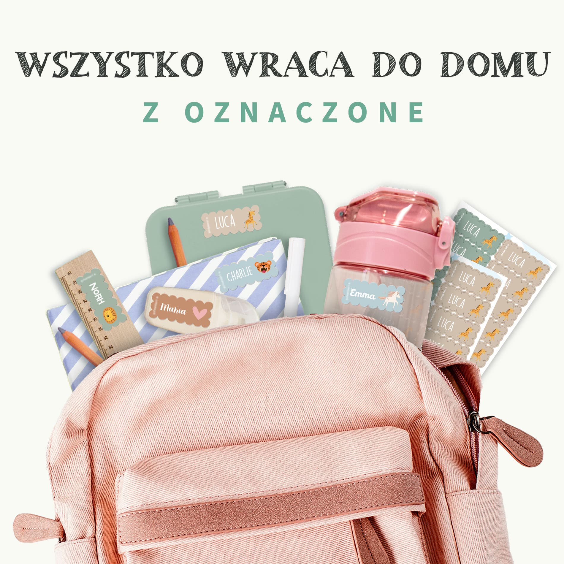 Faliste tematyczne naklejki imienne
