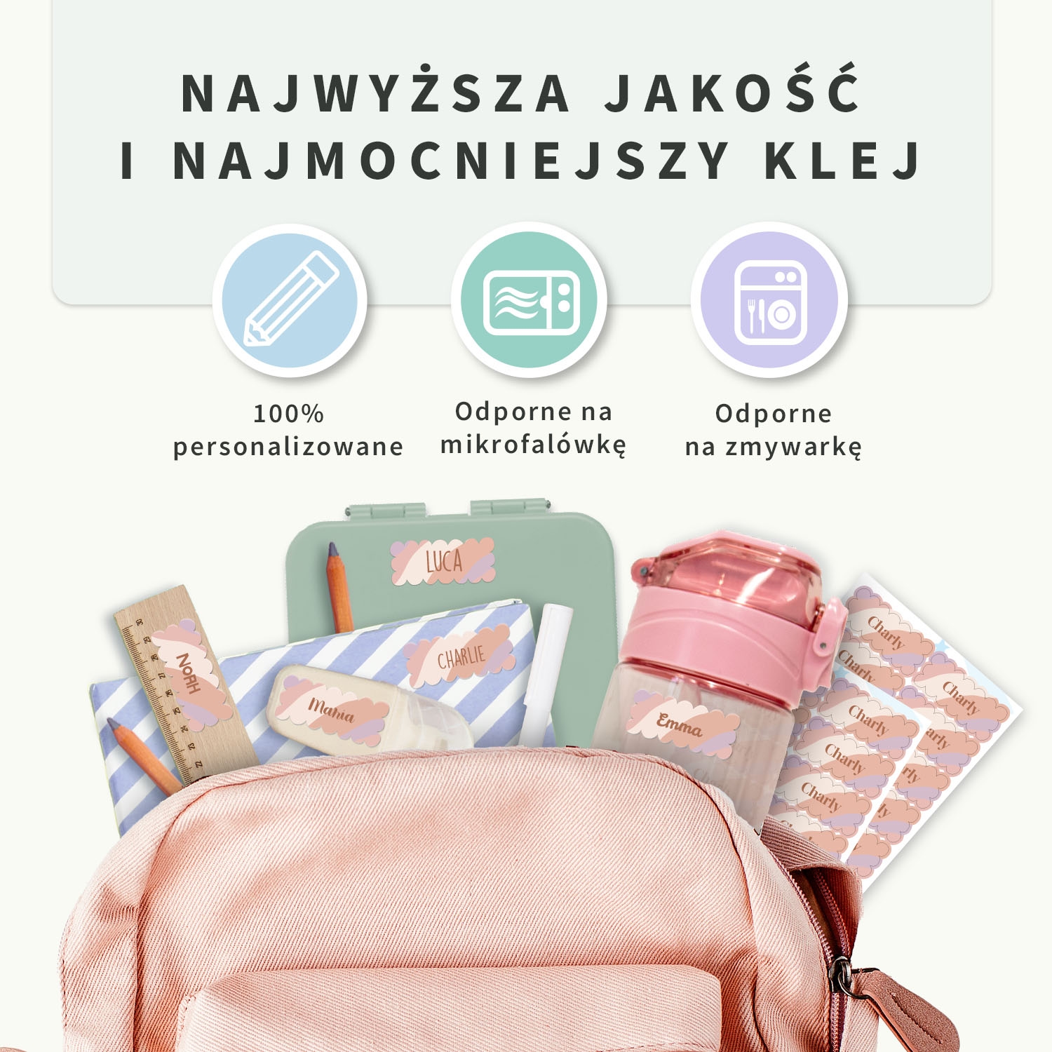 Faliste naklejki imienne design